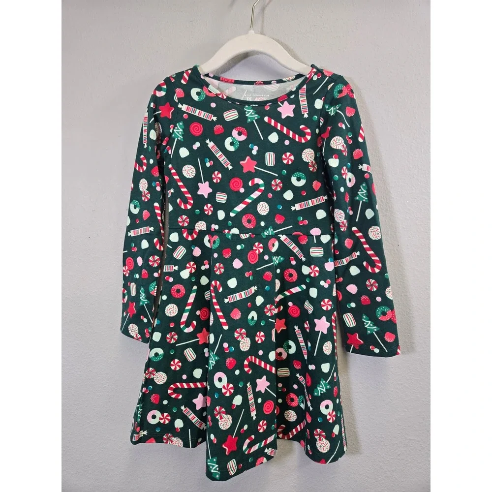 The Children's Place Holiday Christmas Candy Print Skater Dress 4T